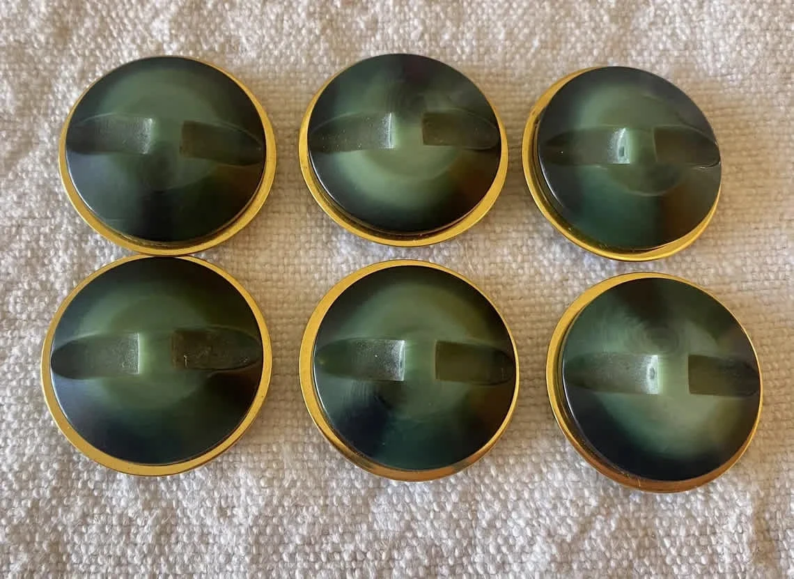 Conjunto de 6 botões vintage com borda dourada – Botões decorativos de costura – photo 2